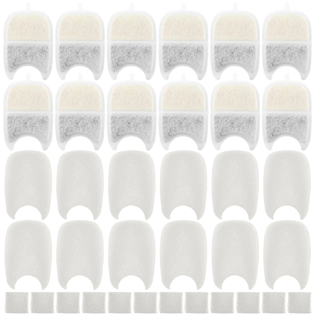 Mewra Pure Filter 12-pack — activated carbon cartridges plus pre-filter sponges plus pump sponges