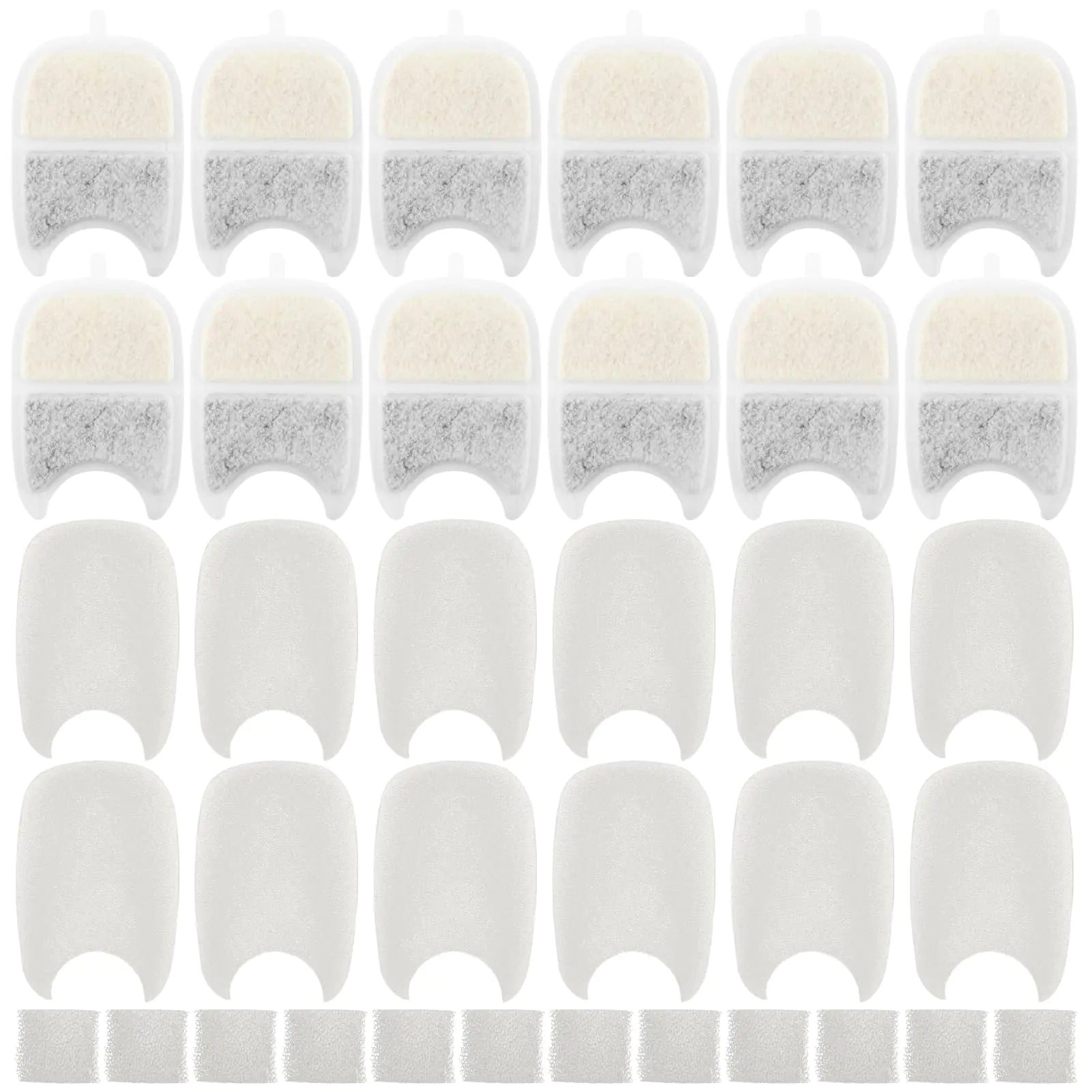 Mewra Pure Filter 12-pack — activated carbon cartridges plus pre-filter sponges plus pump sponges